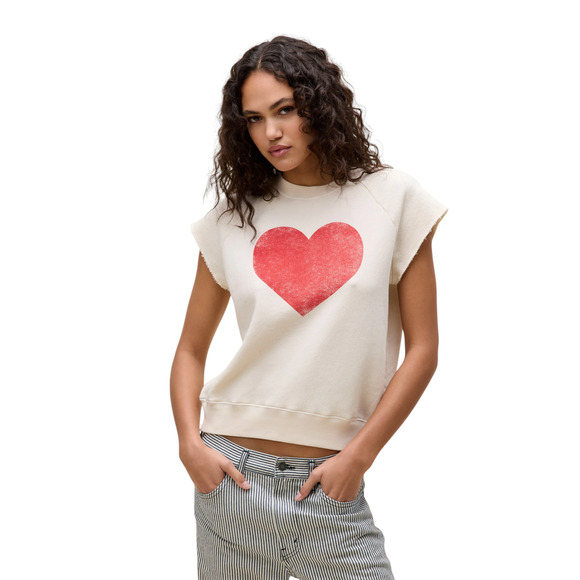 Copied - DAYDREAMER Heart Cutoff Sweatshirt in Dirty White S - Picture 2 of 12